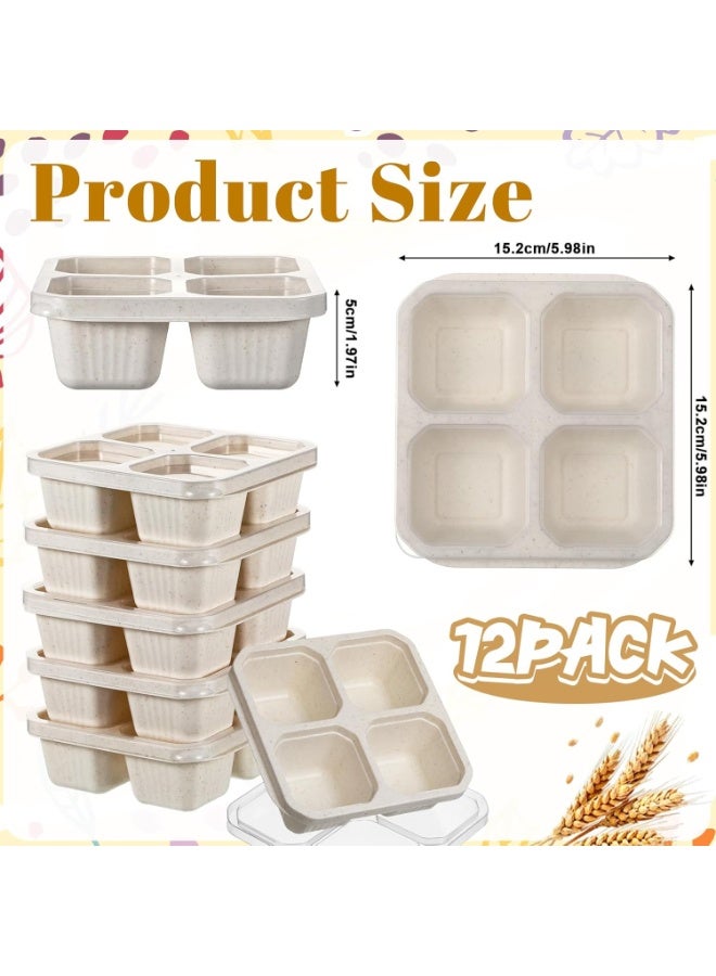 Arabest 12 PCS 4 Compartment Snack Containers, Lunchable Snack Containers Reusable Divided Lunch Food Container Snacks Container for Adults for Travel Work Gifts, Microwave and Dishwasher Safe - Image 2